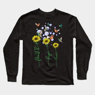 Faith Hope Love Sunflower Costume Gift Long Sleeve T-Shirt